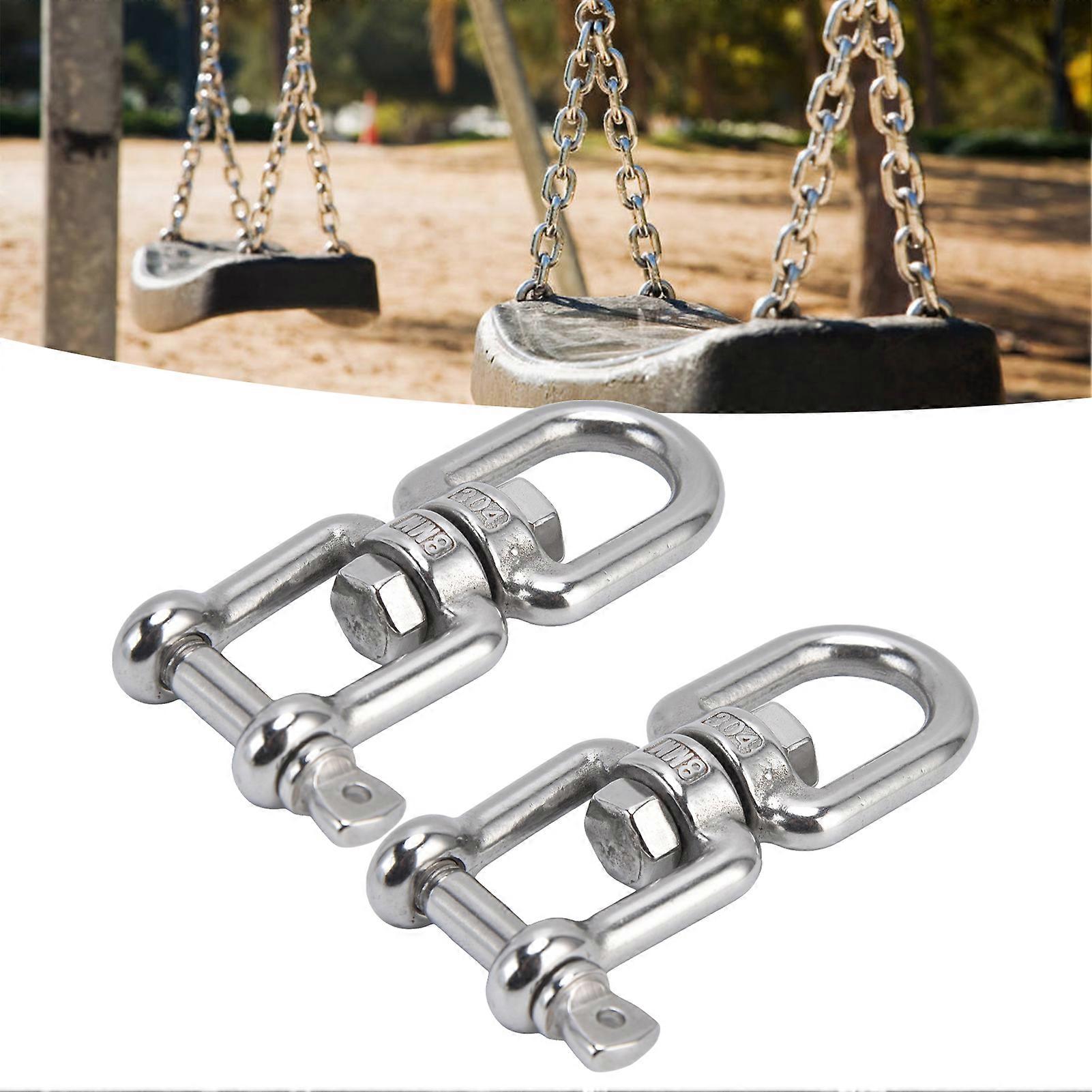2Pcs 8mm 360° Rotating Ring Snap 304 Stainless Steel OX Detachable Chain Shackle Hooks