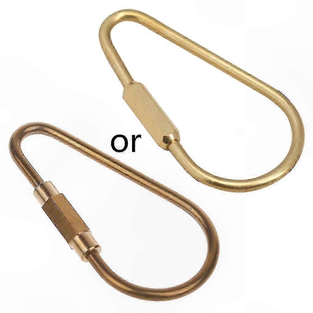 Simple Brass Keychain with Screw Lock, Durable Ellipse D-Shaped Key Ring for Everyday Use