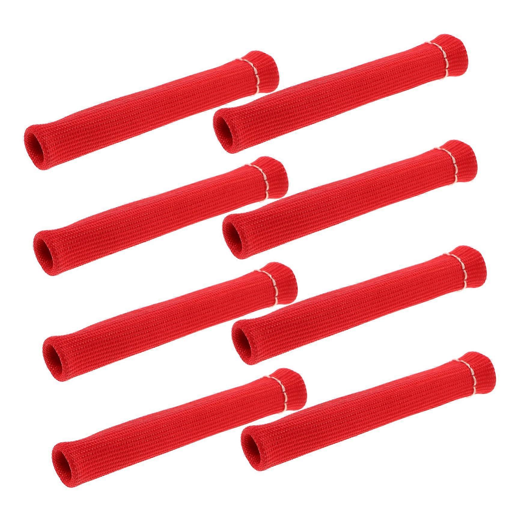8pcs Spark Plug Heat Protector Wrap  Temperature Insulation Covers for Spark Plug Wires Durable Elastic Design for Easy Installation Red Color