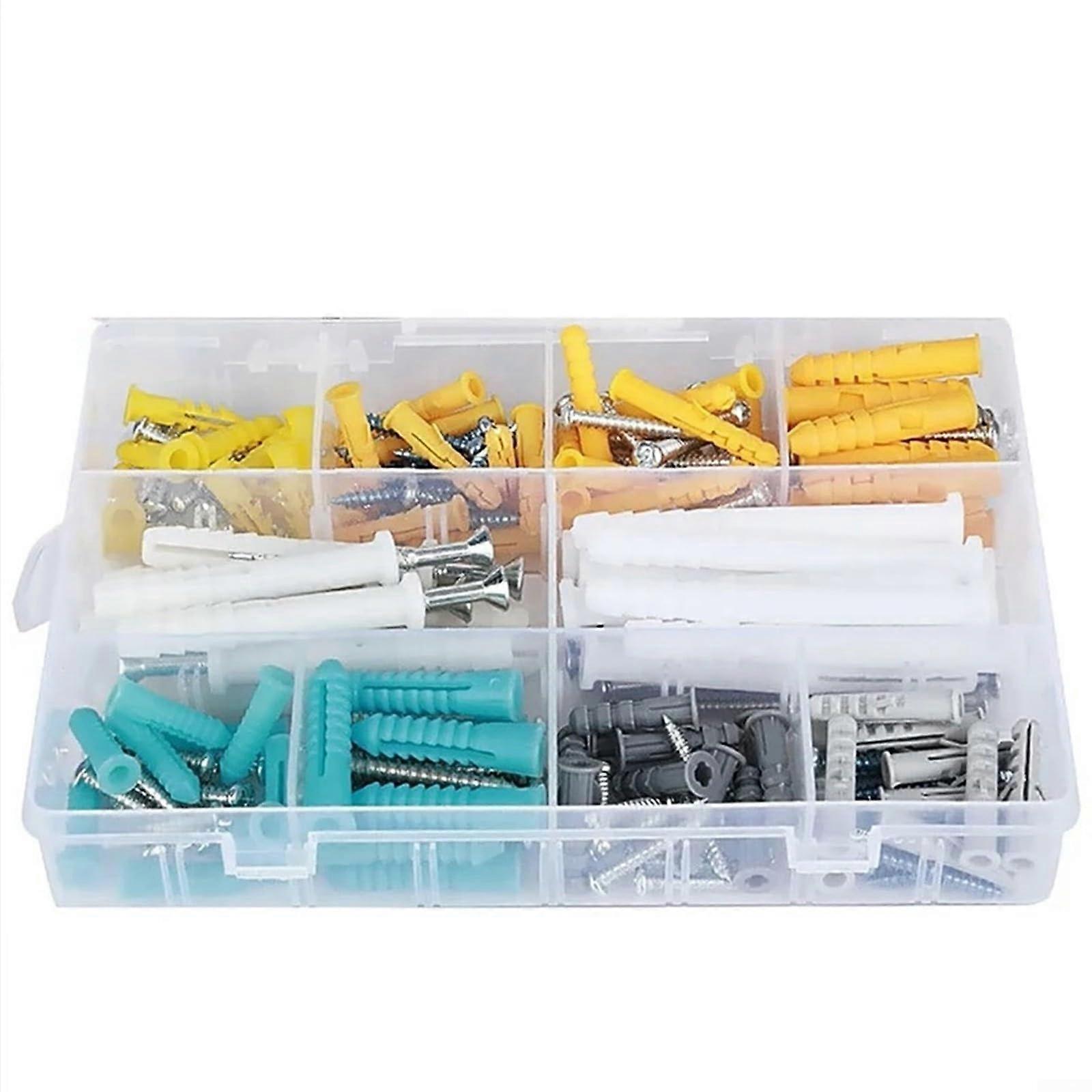 Drywall Anchor and Screw Set 300 Pieces Rust-Resistant Alloy Steel Self-Tapping Screws for Wood Gypsum and Particle Board