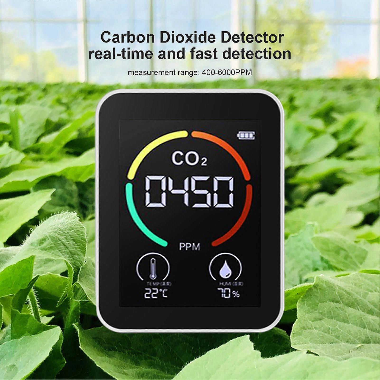 CO2 Air Detector with Temp & Humidity Sensor, 2.8" LCD, White