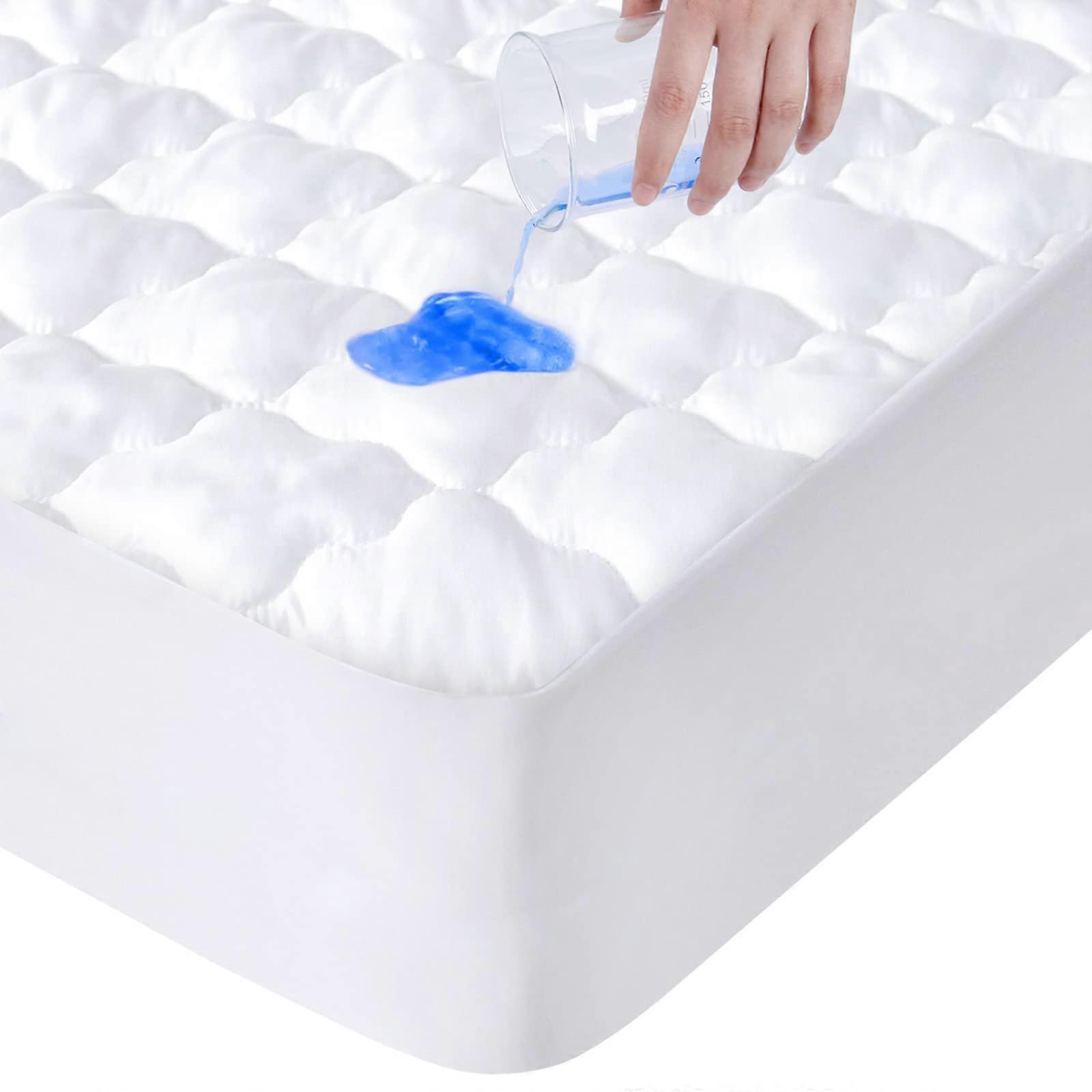 Super King Mattress Protectors, 35cm Extra Deep Skirt Waterproof Mattress Cover, 4 Layers Quilted Mattress Pad, Ultra Soft, 180 x 200cm