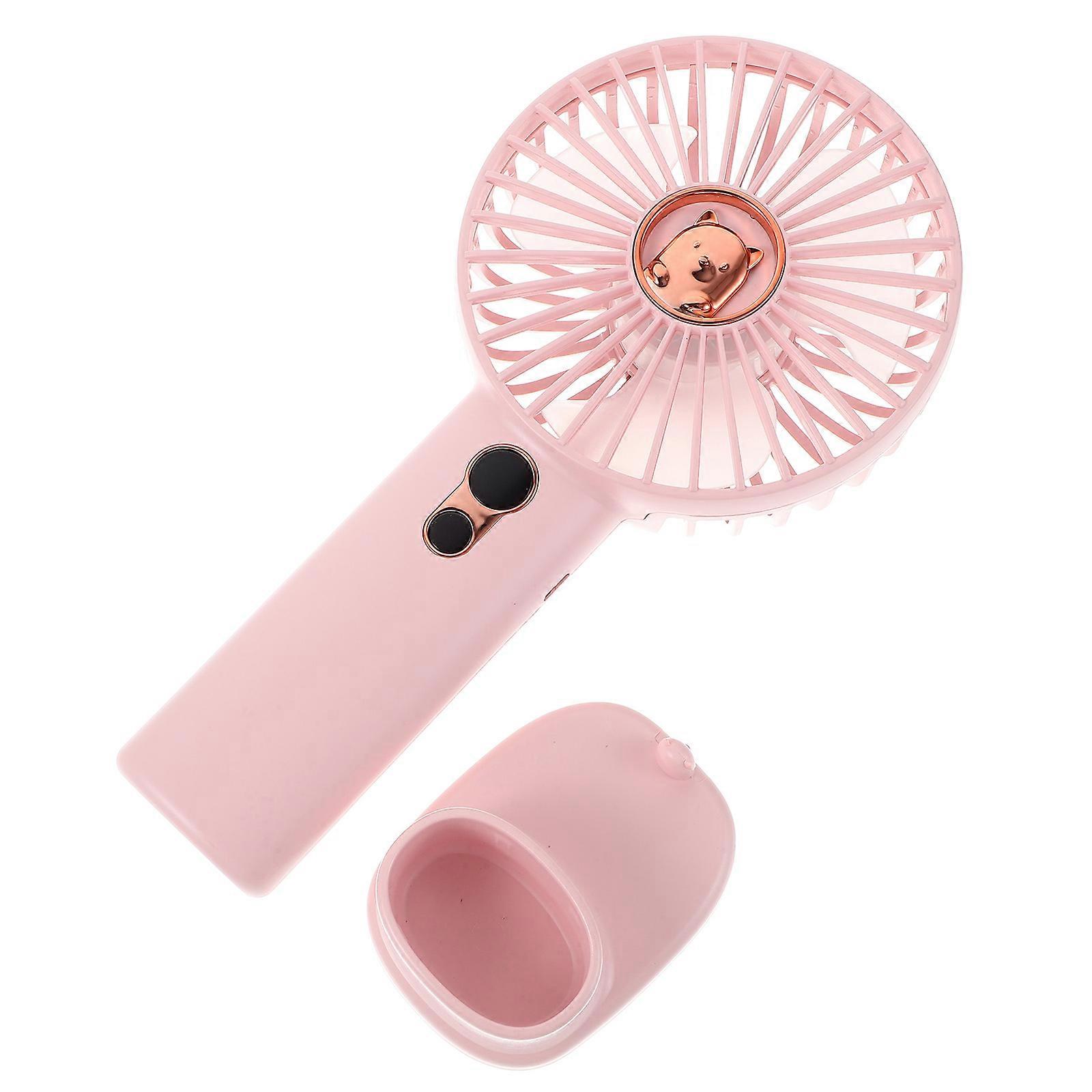 Cooling Fan Hand Held Fan for Camping Pink Abs Material with Battery Charge Display 1Pack