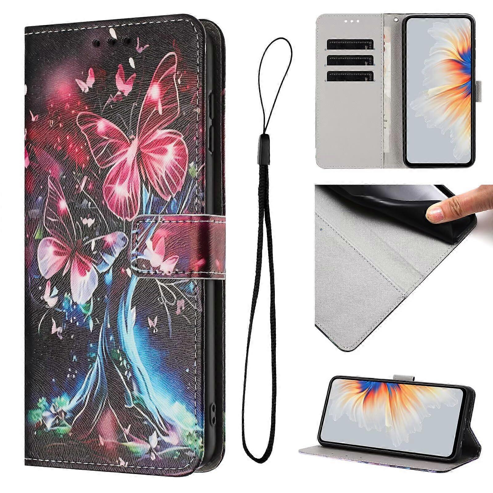 Case for iPhone 11 Pro Max, Shockproof PU Leather Flip Folio Wallet with Card Holder and Stand, Butterfly Tree Design