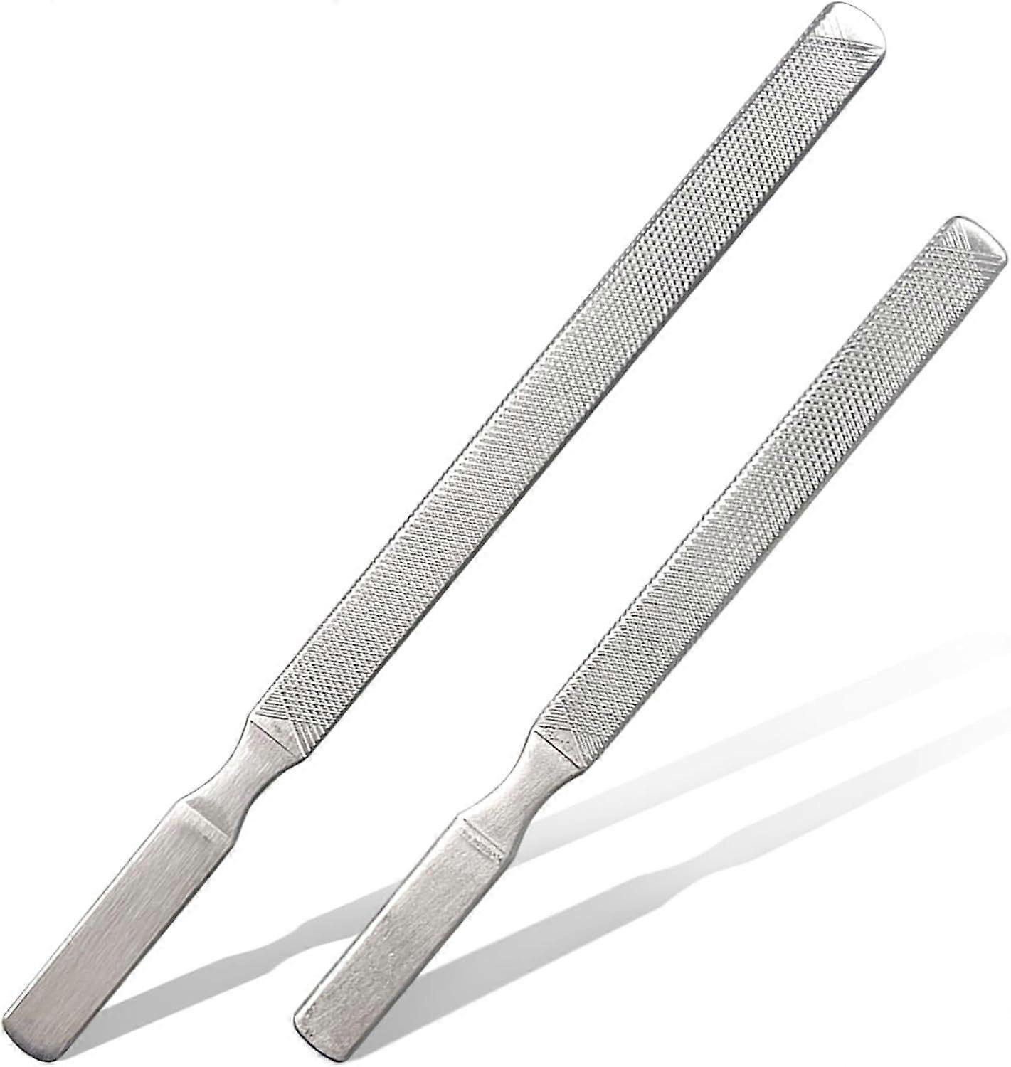 2-Pack Stainless Steel Toe Nail Files, 4-Sided Design for Thick Nails, Ideal for