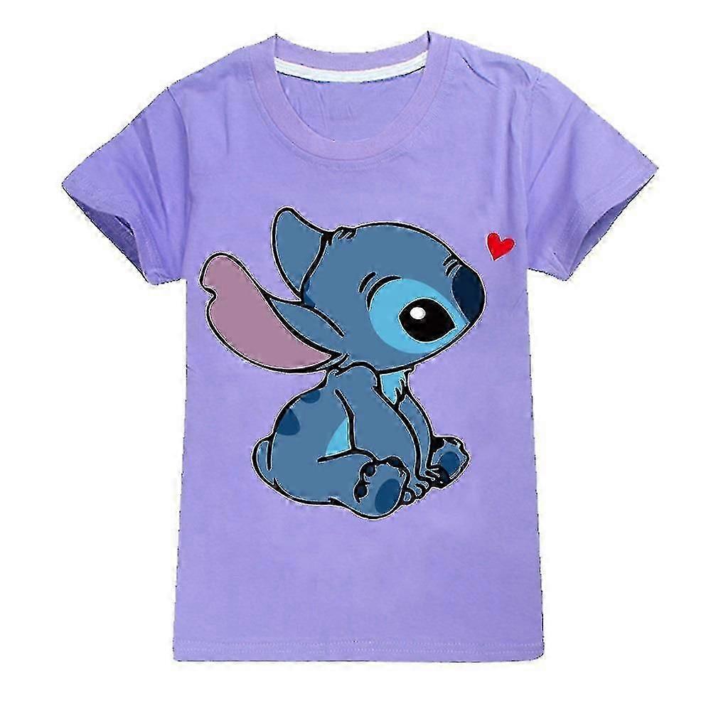 Kids Lilo And Stitch Print Casual Short Sleeve Tee Tops