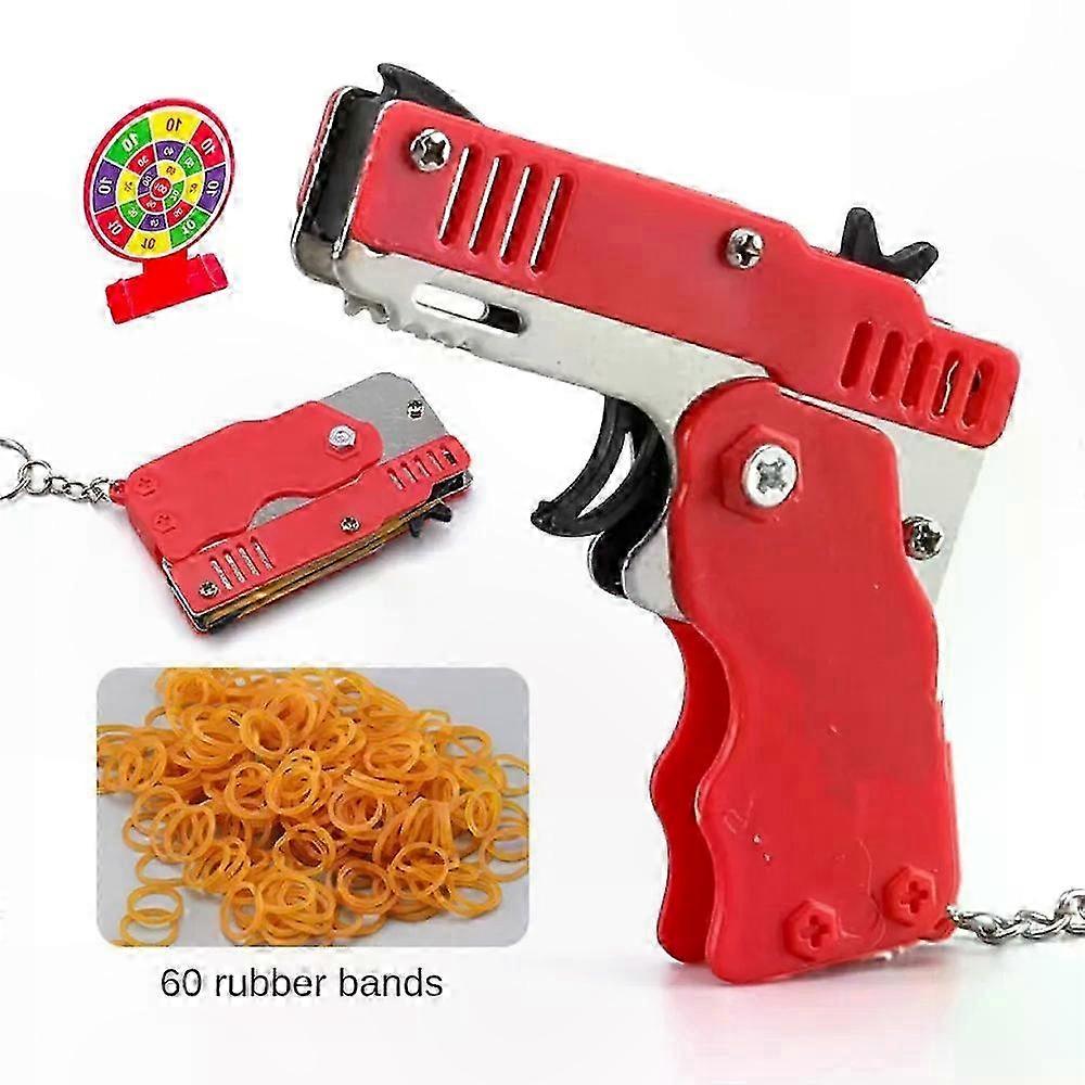 Foldable Mini Toy Pistol Set with 60 Elastic Bands for Kids, Ideal for Creative Play and Outdoor Fun