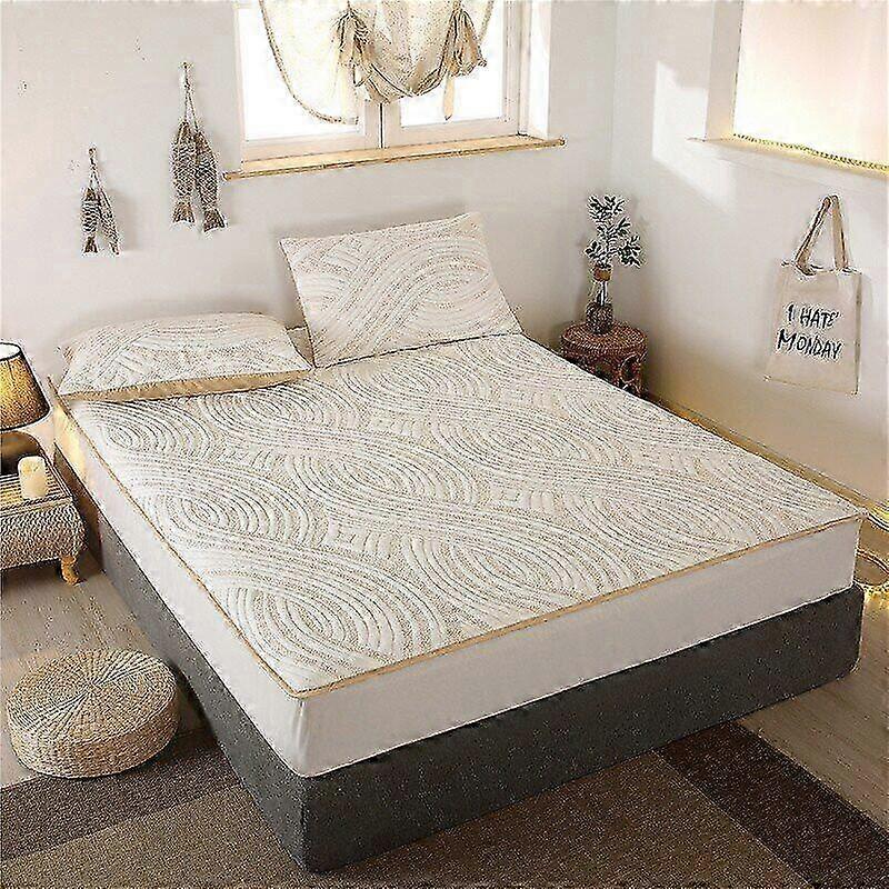 Mattress Protector Embossed Mattress Cover Fitted Sheet Solid Color...