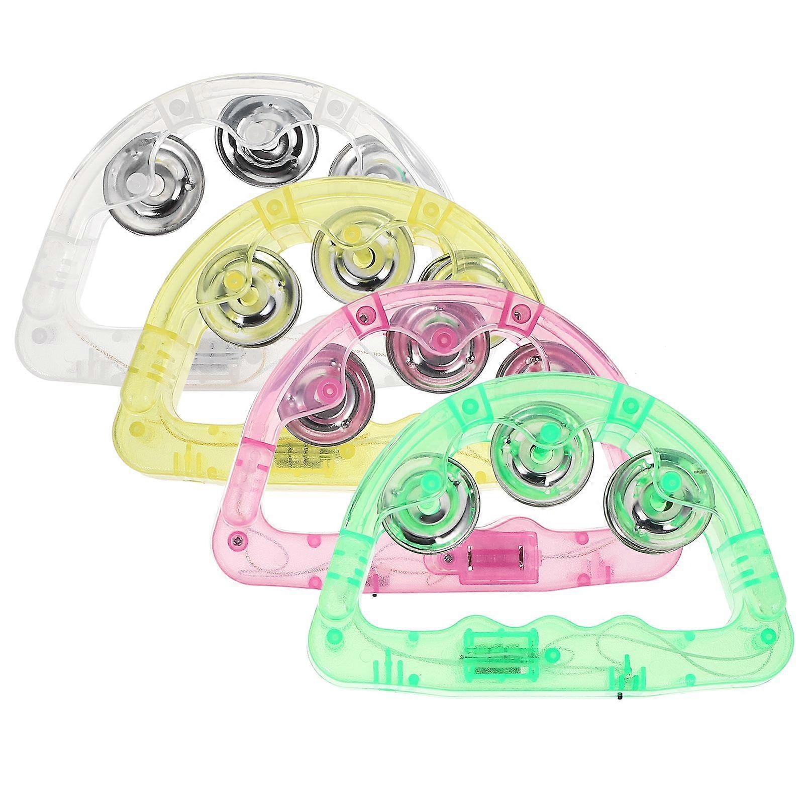 8pcs Flashing Handbells Interesting Tambourines Funny Light Up Tambourines