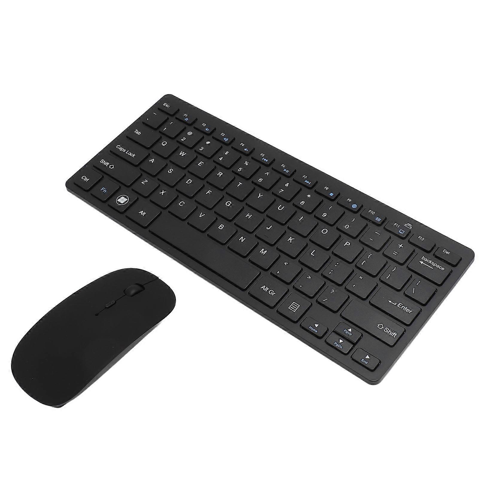 2.4G Wireless Keyboard Mouse Combo 78 Keys Thin Black USB