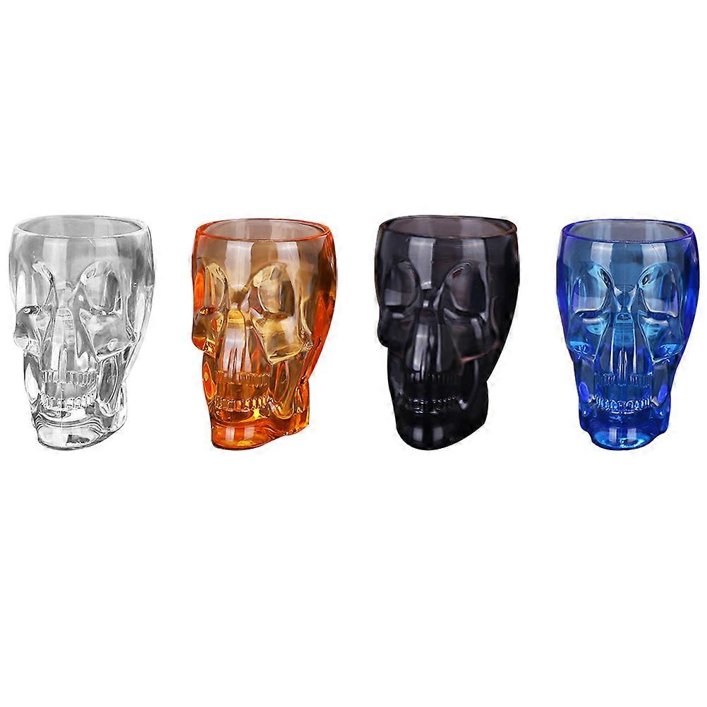 Skull Head Cups 4Pcs Creative Acrylic Coffee Beer Water Cup For Home Use Assorted Color With Non-Skid Bottom