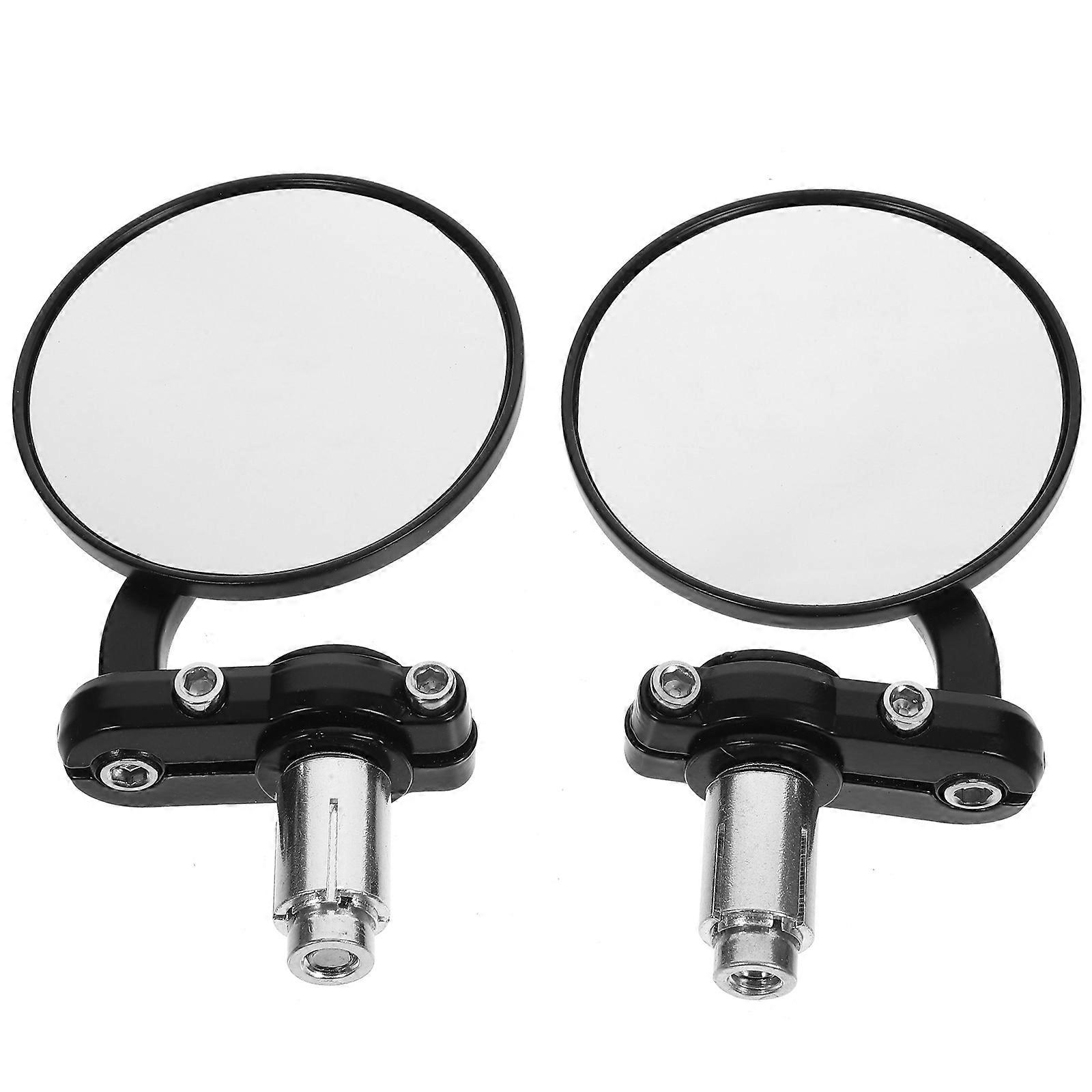 Motorcycle Rear View Mirrors Pair Black Iron for Motorcycle with Clear Wide View and Easy