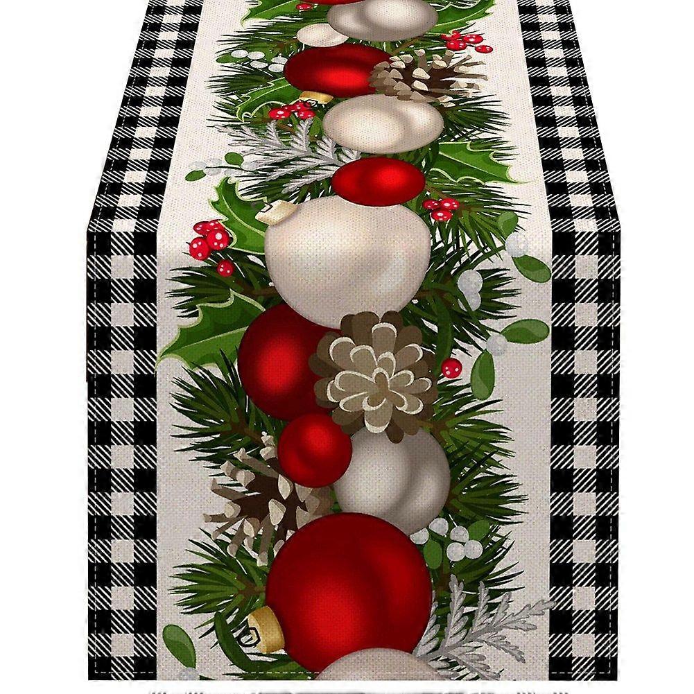 Gingham Christmas Table Runner Check Xmas Decoration Home Kitchen Decor