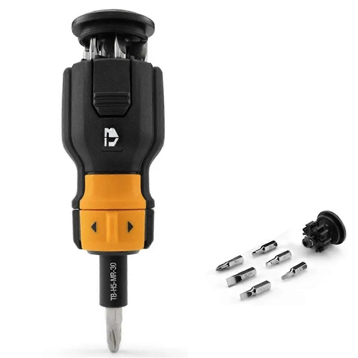 TB-H5-MR-30 Multi-Bit Ratcheting 9-Piece Bi-Material Handle Ratcheting Multi-Bit Assorted Drive Screwdriver Set