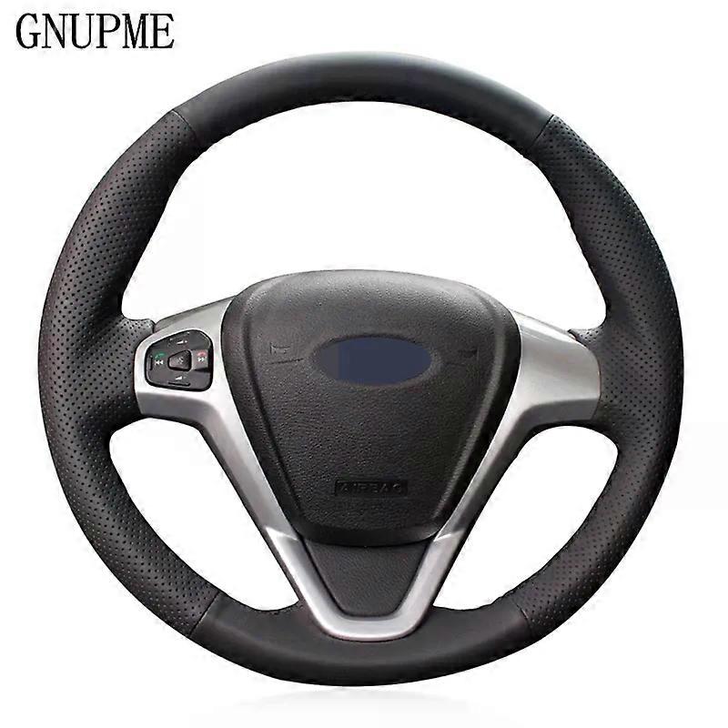 Hand-stitched Black Artificial Leather Car Steering Wheel Cover Suitable for d EcoSport 2014-2017 Fiesta 2008-2017