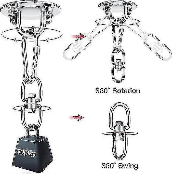 Ceiling Hook Hanging Chair 360 Swivel Hook, Stainless Steel Outdoor Bracket Up To 500kg compatible Ceiling Fixing Hanging Chair Hammock Punching-M
