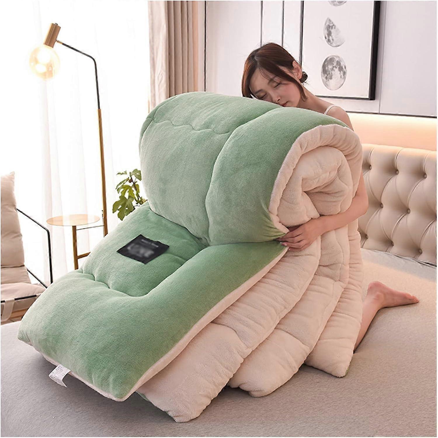 Warm Lamb Quilt Double-Sided Fleece Winter Blanket Thickened Plush 200x230cm 5kg Solid Color C Machine Washable