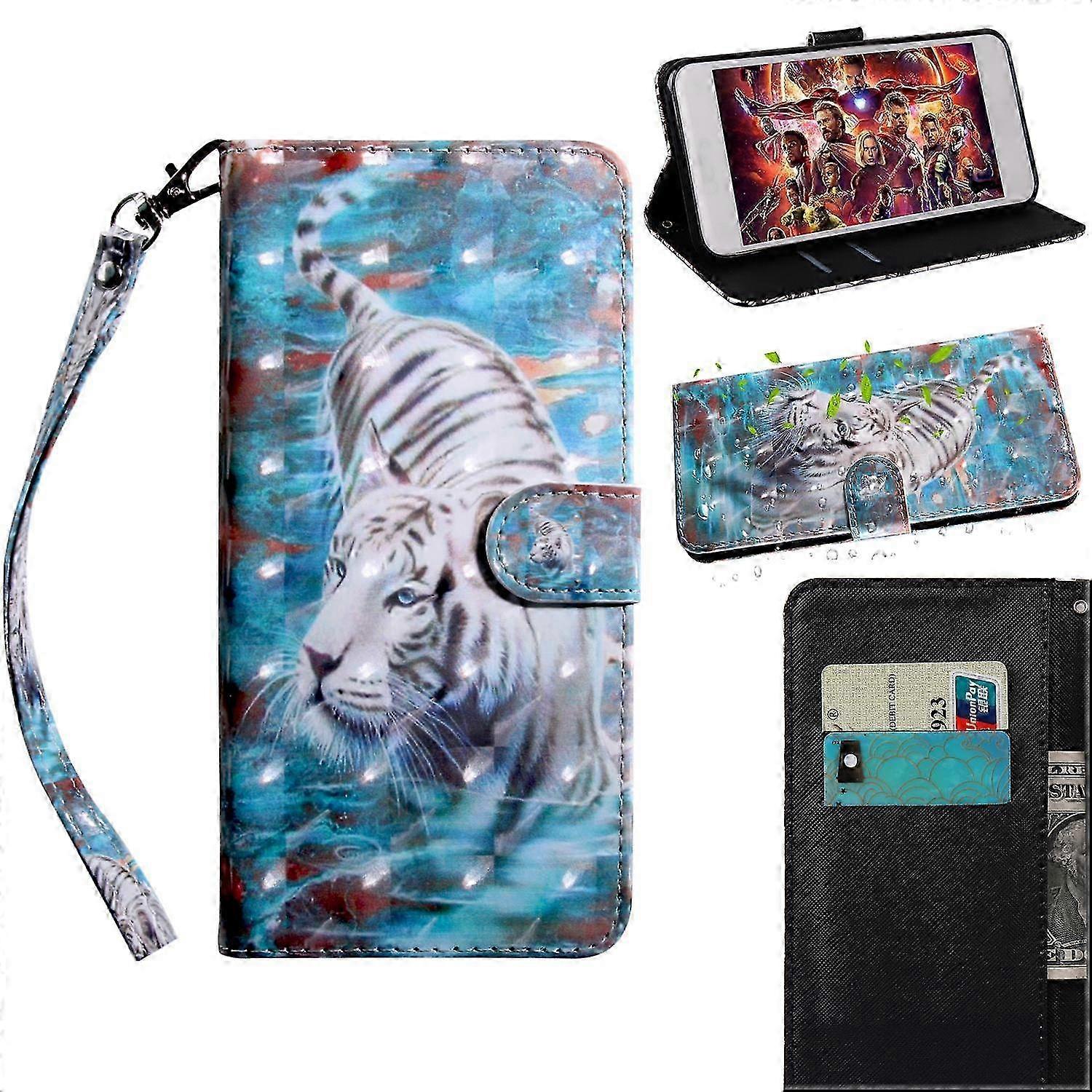 For Huawei P30 Pro PU Leather Light Spot Mobile Casing with Tiger Pattern Design
