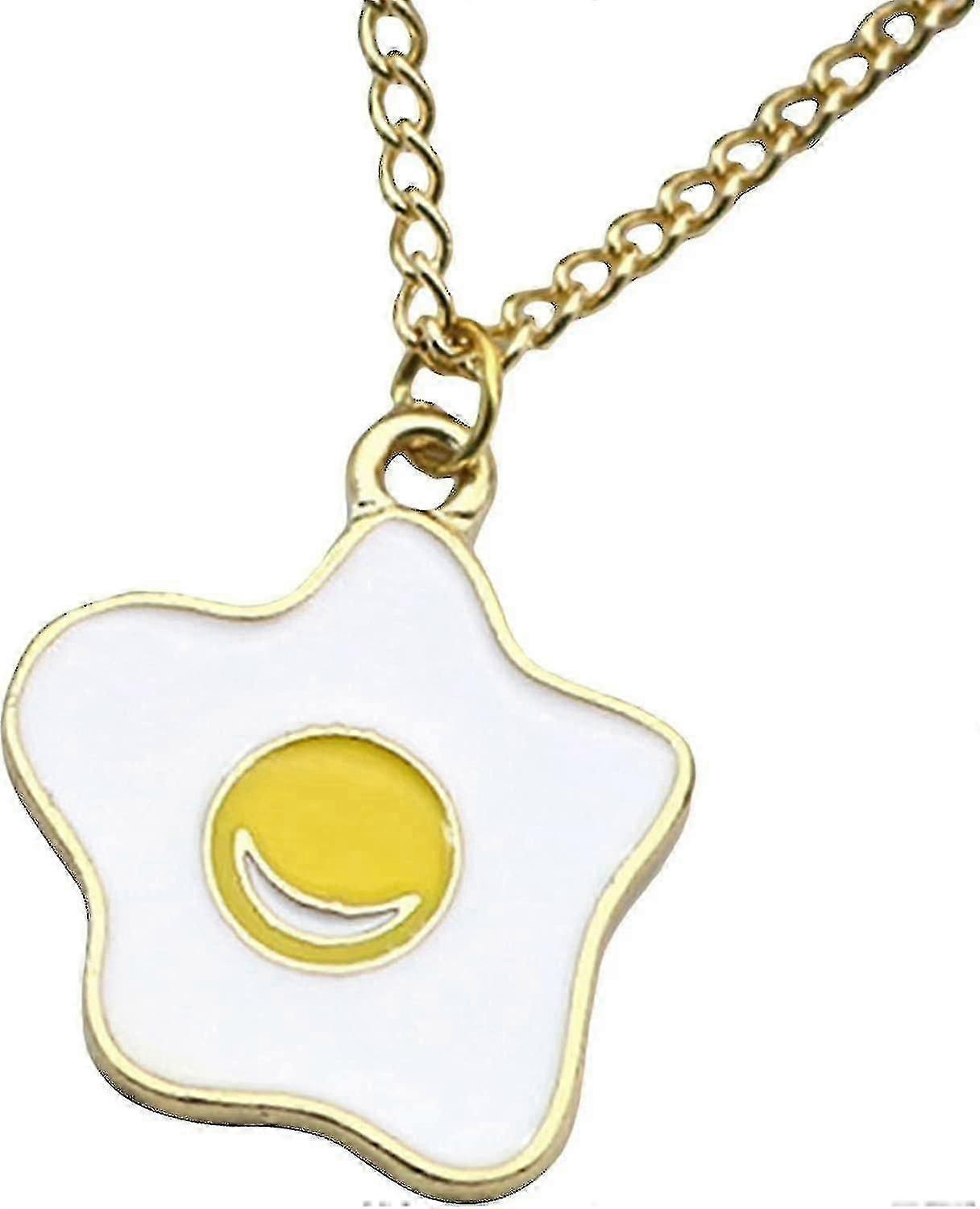 Poached Egg Pendant Clavicle Chain Creative Drip Glaze Poached Egg Stud Earrings (5-e-0)