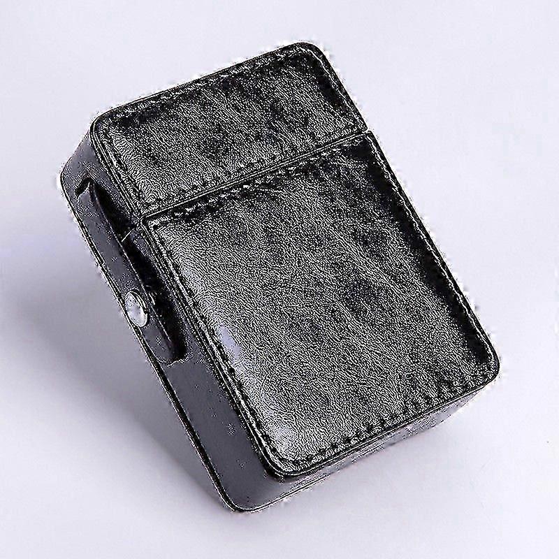 Leather Cigarette Case for Men with Snap Closure, Integrated 20-Pack Lighter Holder and Protective Flip Cover Design