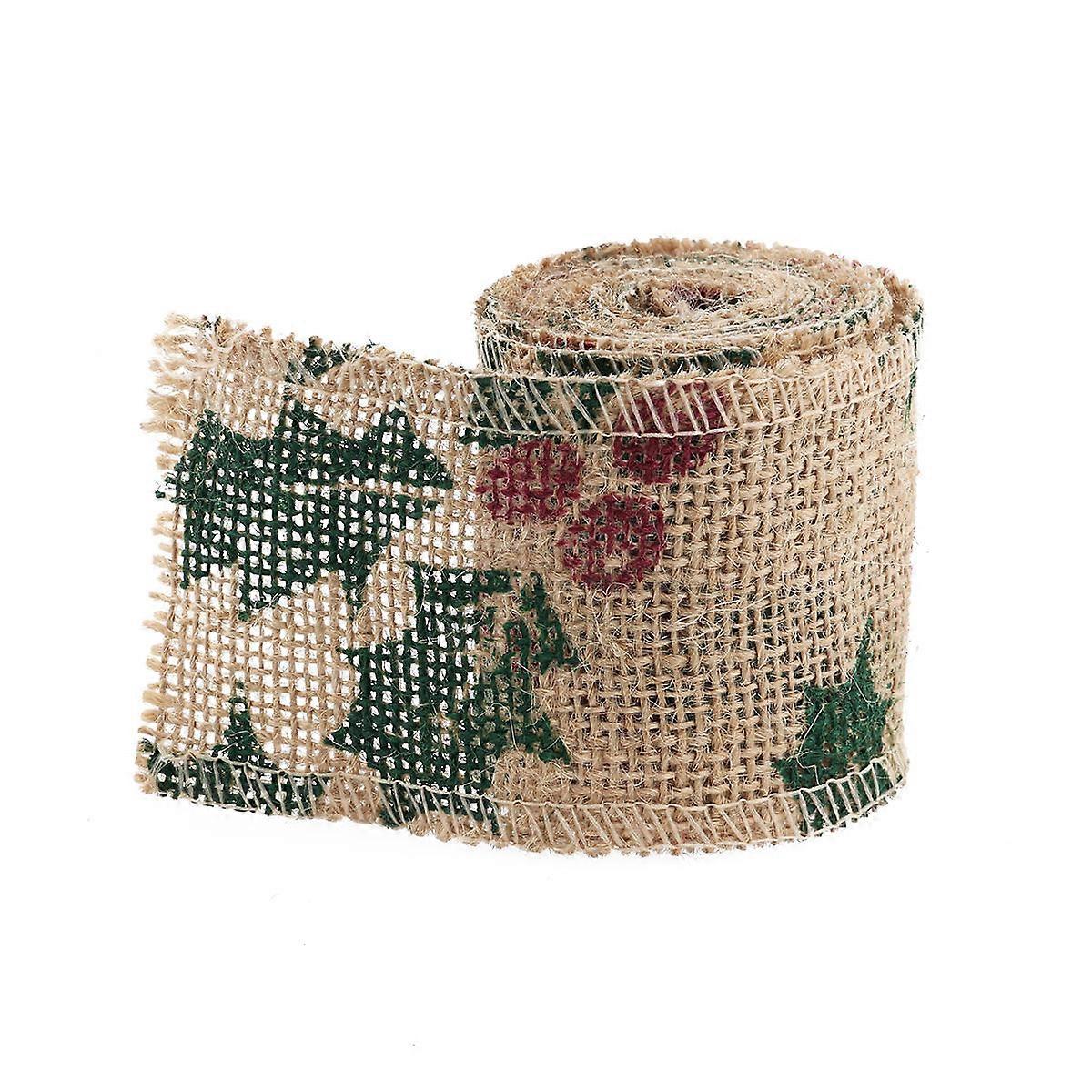 Christmas Ribbon Leaf Style for DIY Crafts Burlap Ribbon 2m Roll