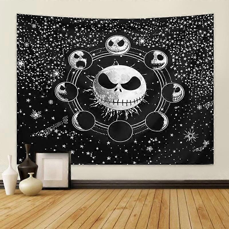 Black and white skull decorative tapestry background cloth bedroom background wall hanging cloth geometric bedroom decorative cloth