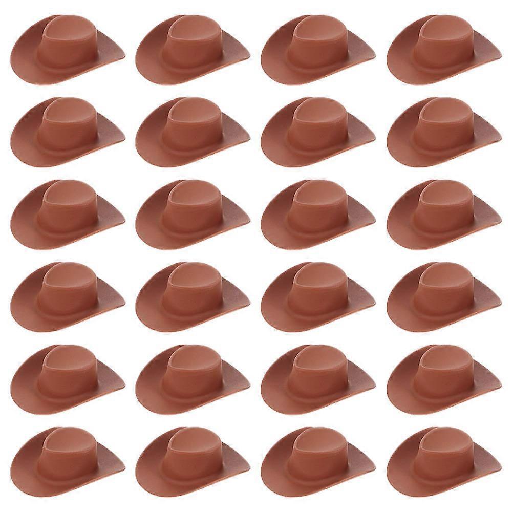 Mini Cowboy Hat Plastic for Home Decoration 40Pcs Brown Set