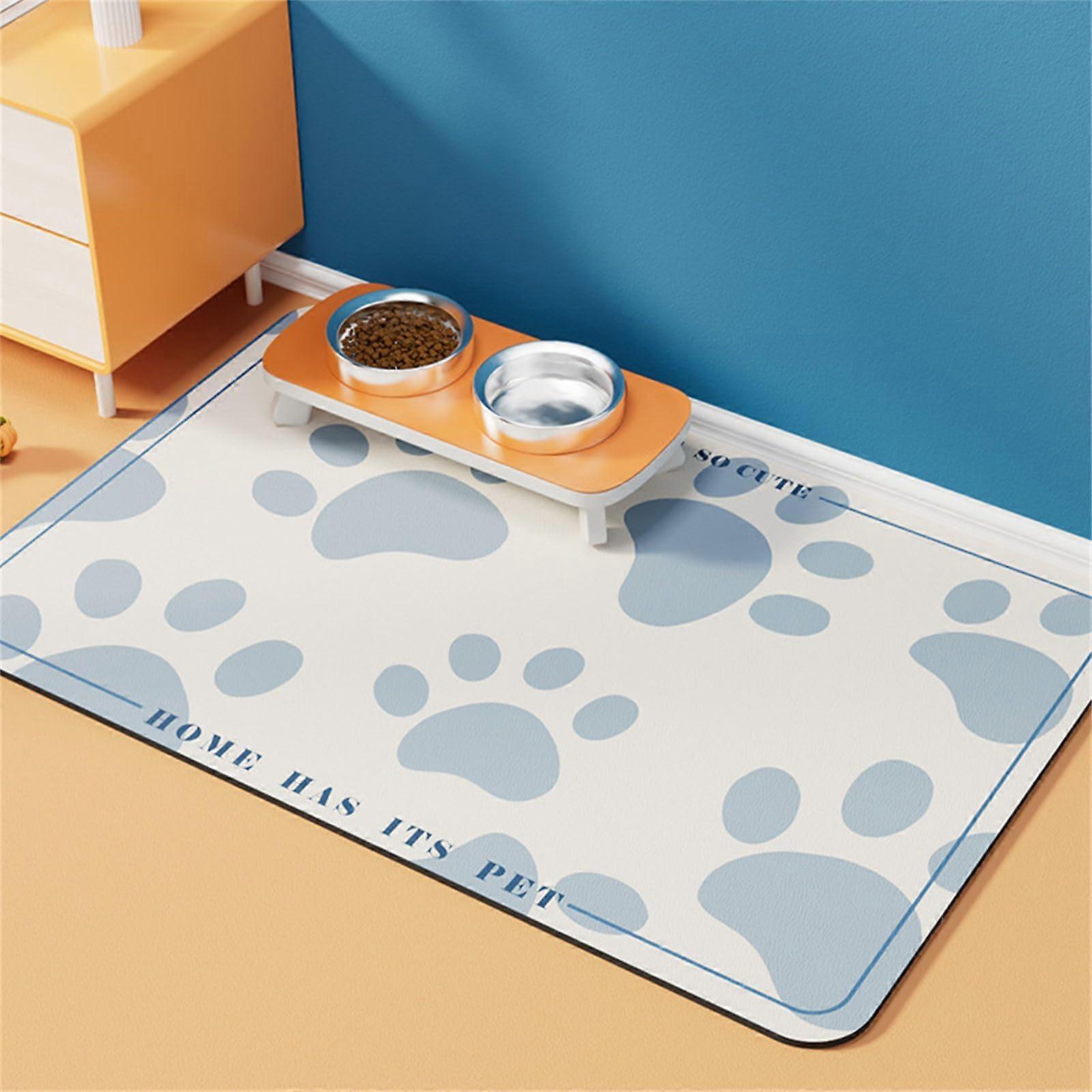 Absorbent Pet Food Mat 30x40cm Dog Paw Print Non Slip Quick Dry Pet Feeding Mat Dog Bowl Mats Durable Placemat