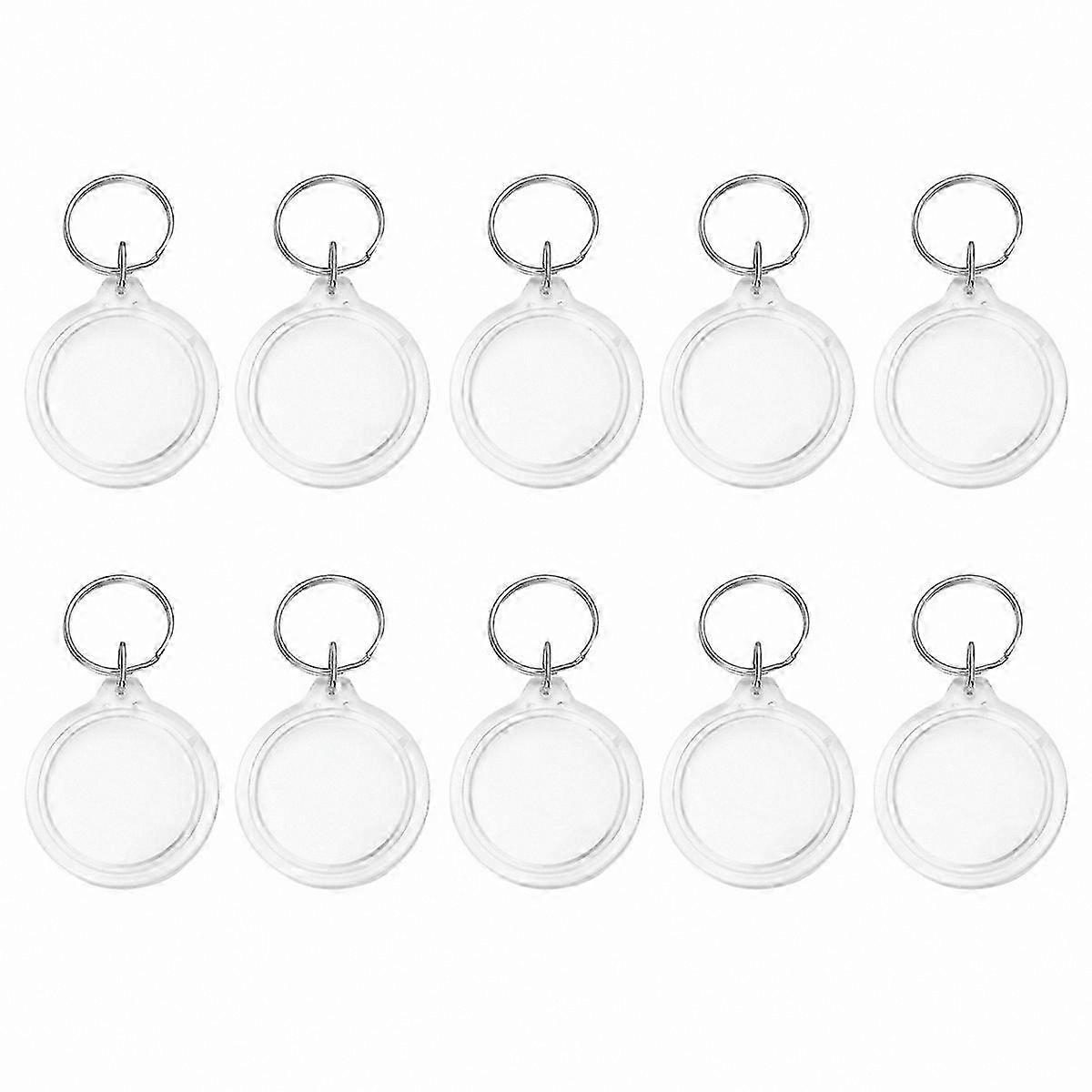 100 Pack Transparent Round Photo Keychains with Blank Inserts for Custom Pictures
