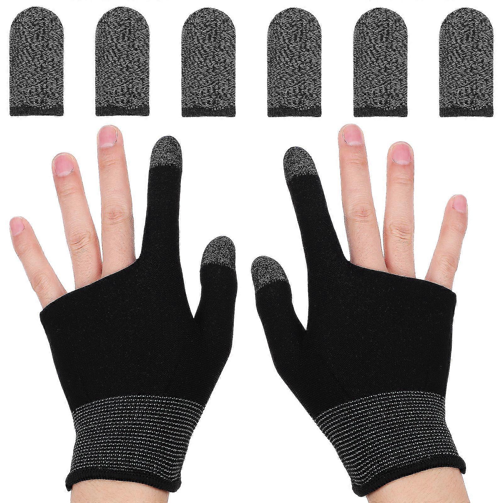 Phone Gloves Gaming Use Elastic Touchscreen Gloves 4Sets Black