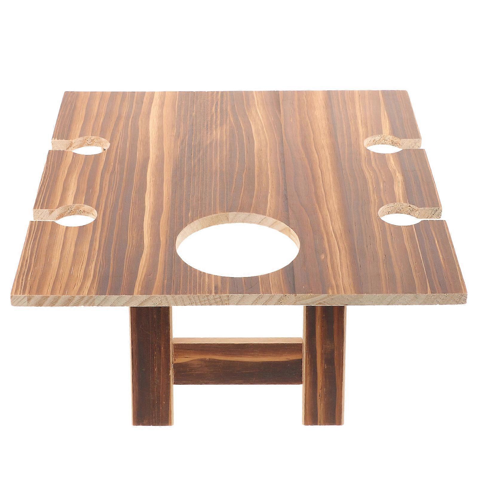 Portable Picnic Table Wooden Outdoor Folding Wine Table for Storage Use 2Pcs