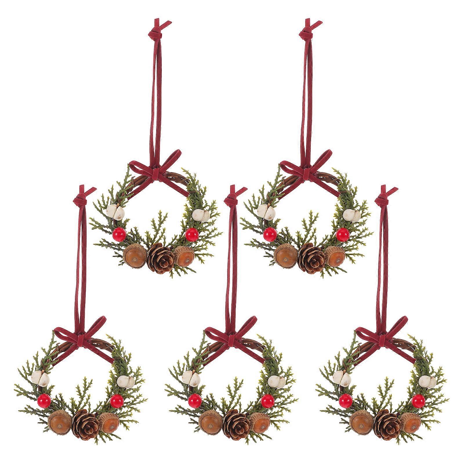 Tiny Xmas Wreaths 20Pcs Holiday Decor For Windows Cabinets Featuring Multi Colored Materials For Elegant Details