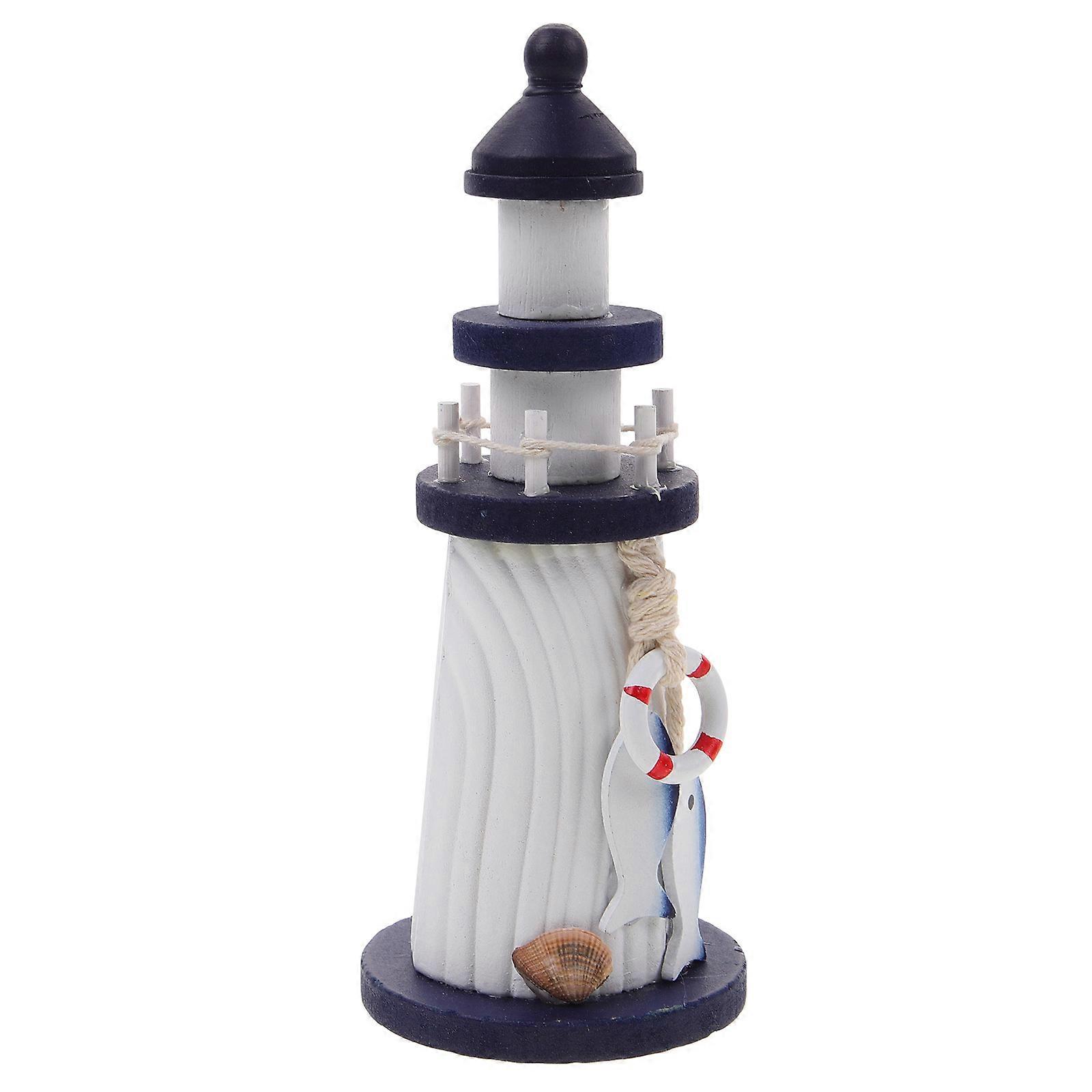 Chic Wooden Lighthouse Model Suitable For Table Decor With Size 7.47X2.75X2.75In Gift Giving 5Pcs