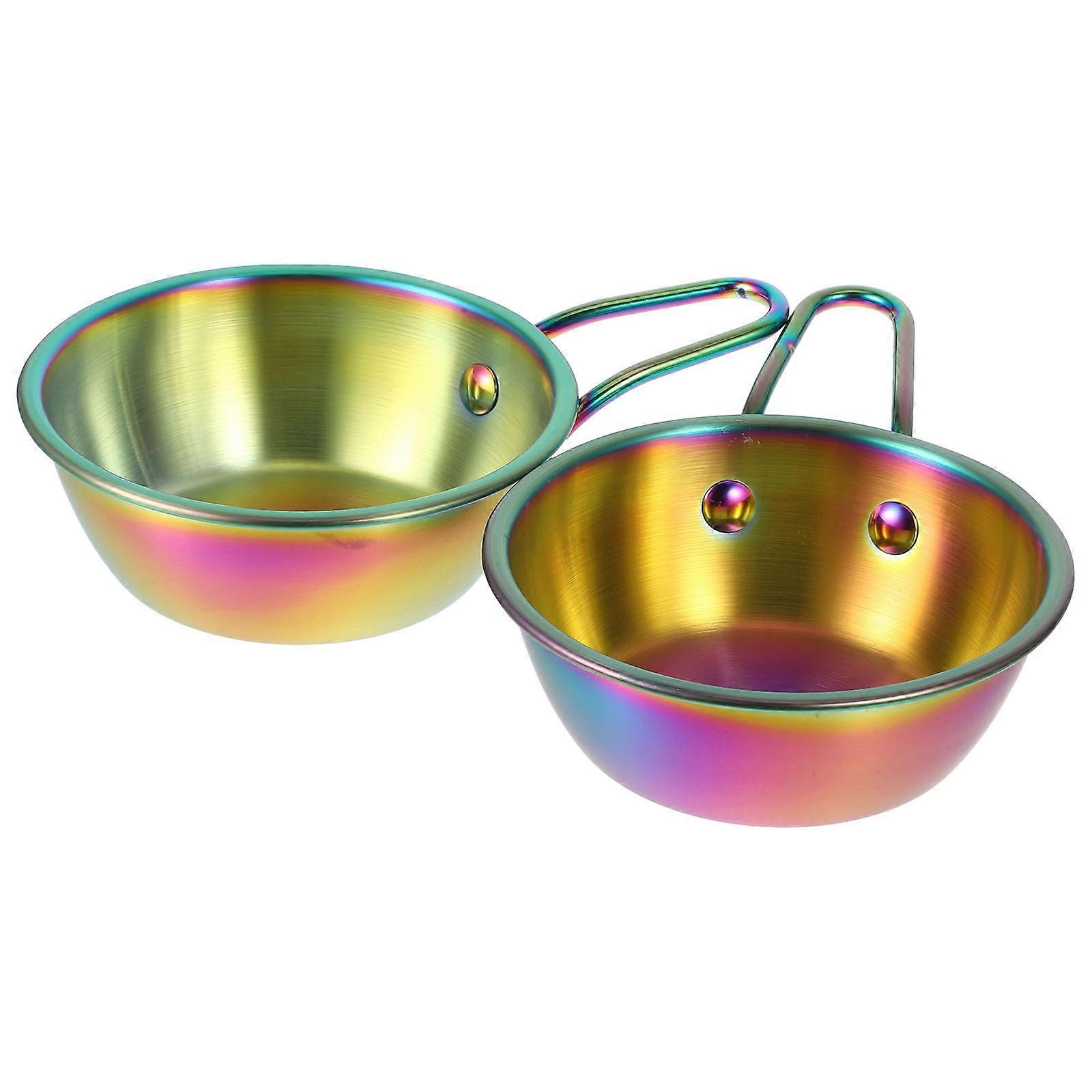 Multi-Color Korean Wine Bowls For Serving Rice Wine And Sauces Designed For Home Parties And Outdoor Use Stainless Steel 4Pcs