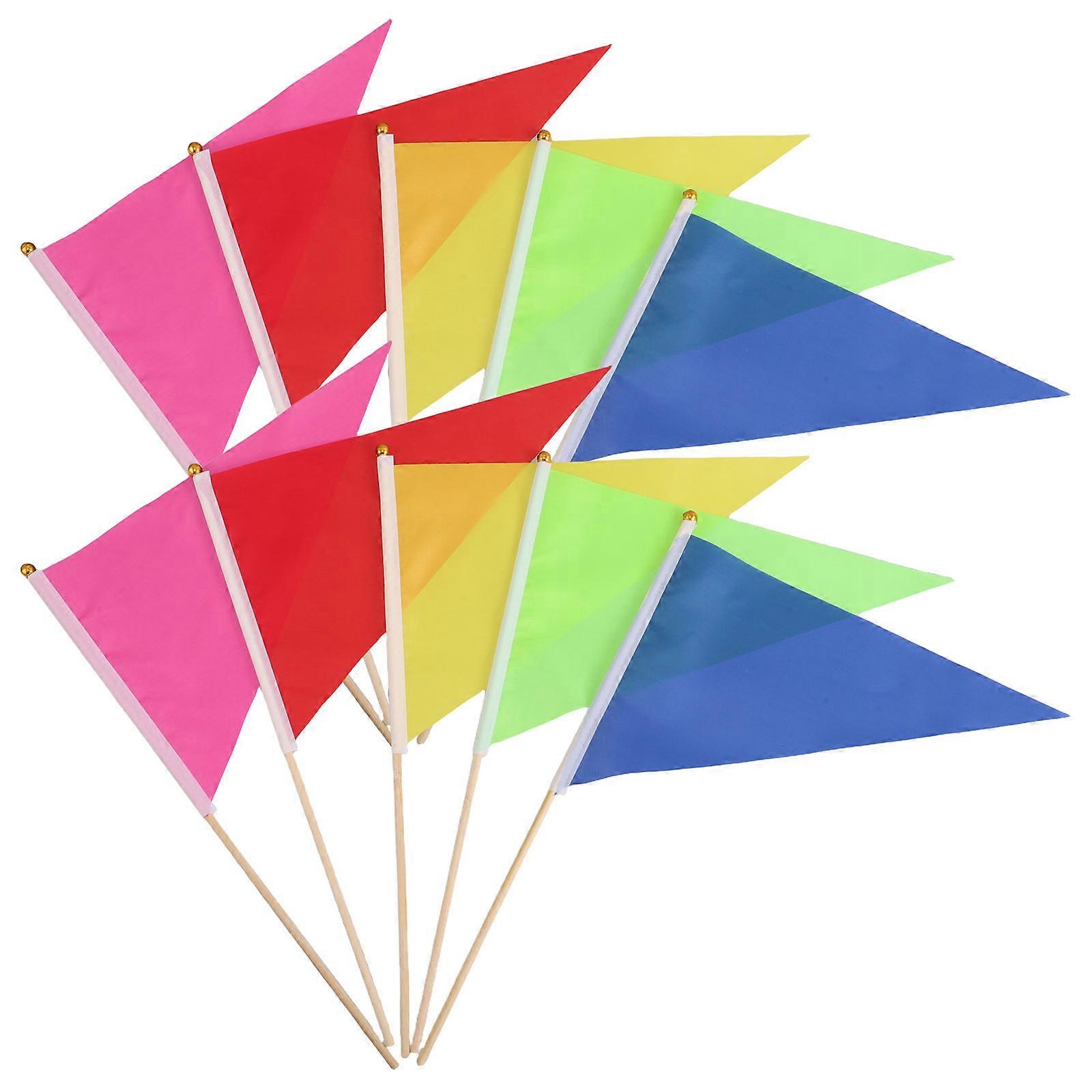 50Pcs Blank Triangle Handheld Flags For Team Building Activities Lawn Marking Easy Ground Insertion Durable Bamboo