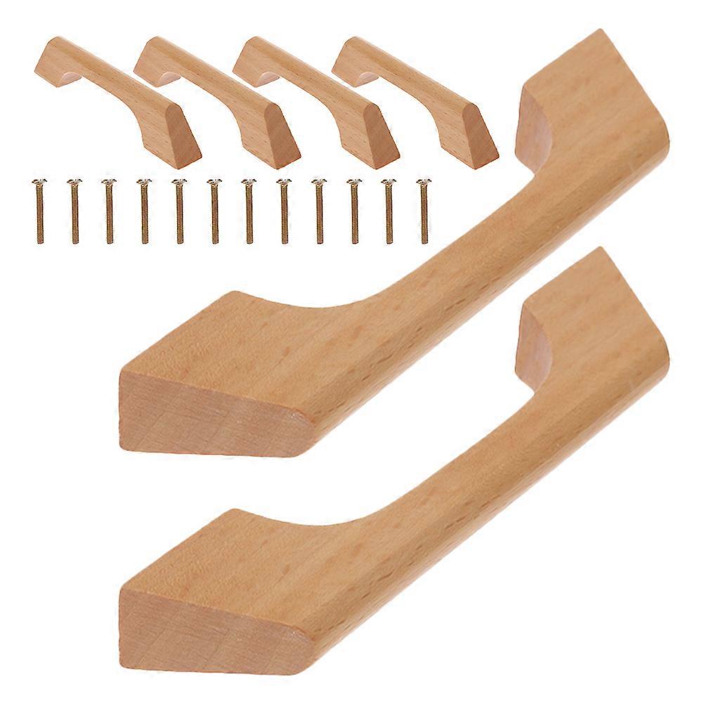 Cabinet Handles Beech Wood Drawer Pulls for Furniture Use 12Pcs Light Brown