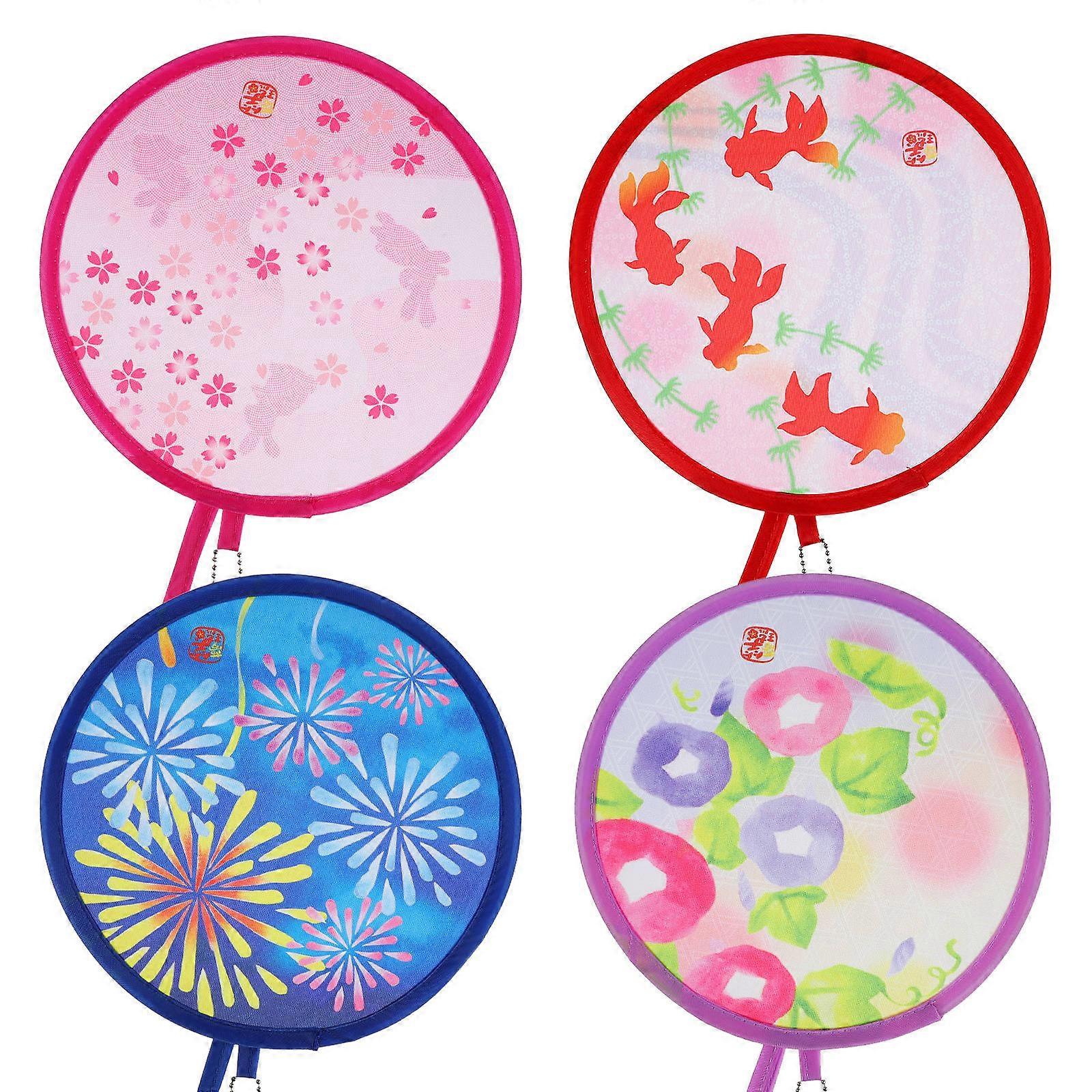 16 Pcs Classical Round Fan Handheld Vintage Style Dancing Prop For Children Summer Travel Foldable Design