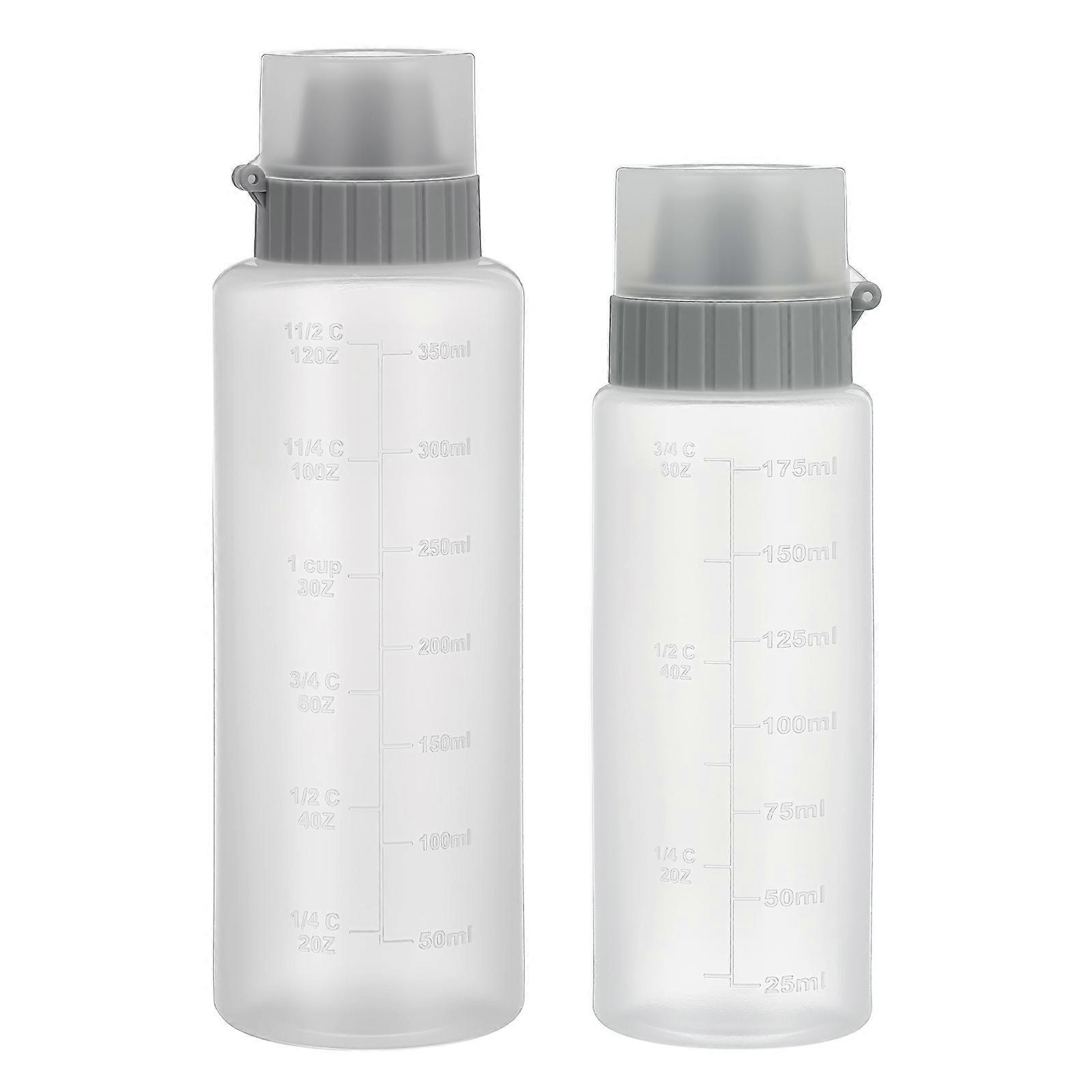 Dressing Squeeze Bottle Squeeze Measuring Bottle Dosage Estimation Translucent Body PP 2Pcs