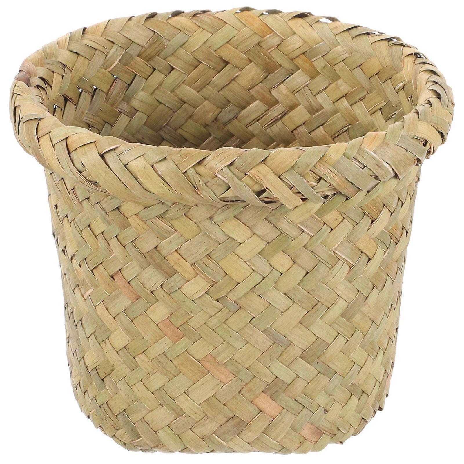 Compact Trash Can 3Pcs Household Style Round Waste Disposal Sea Grass Woven Ideal For Multiple Scenes Decor