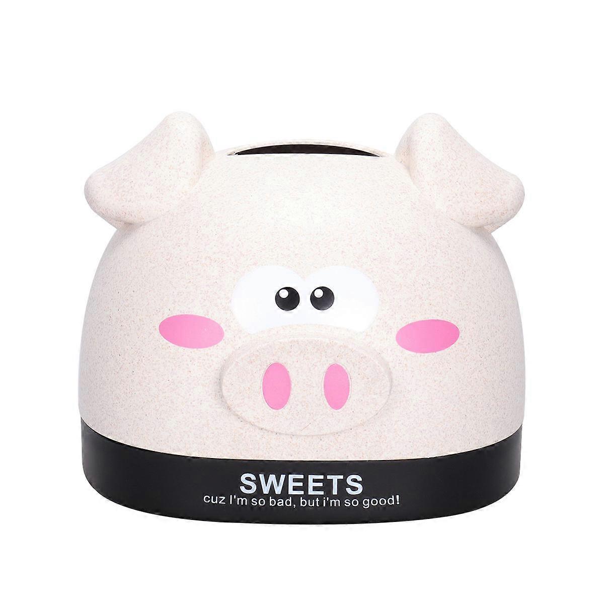 Beige Paper Storage Container Cartoon Pig Tissue Box for Home 2Pcs
