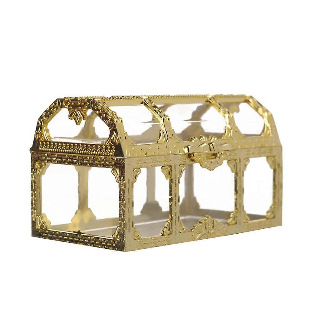 Candy Container Plastic Treasure Chest for Storage Use Golden Holder