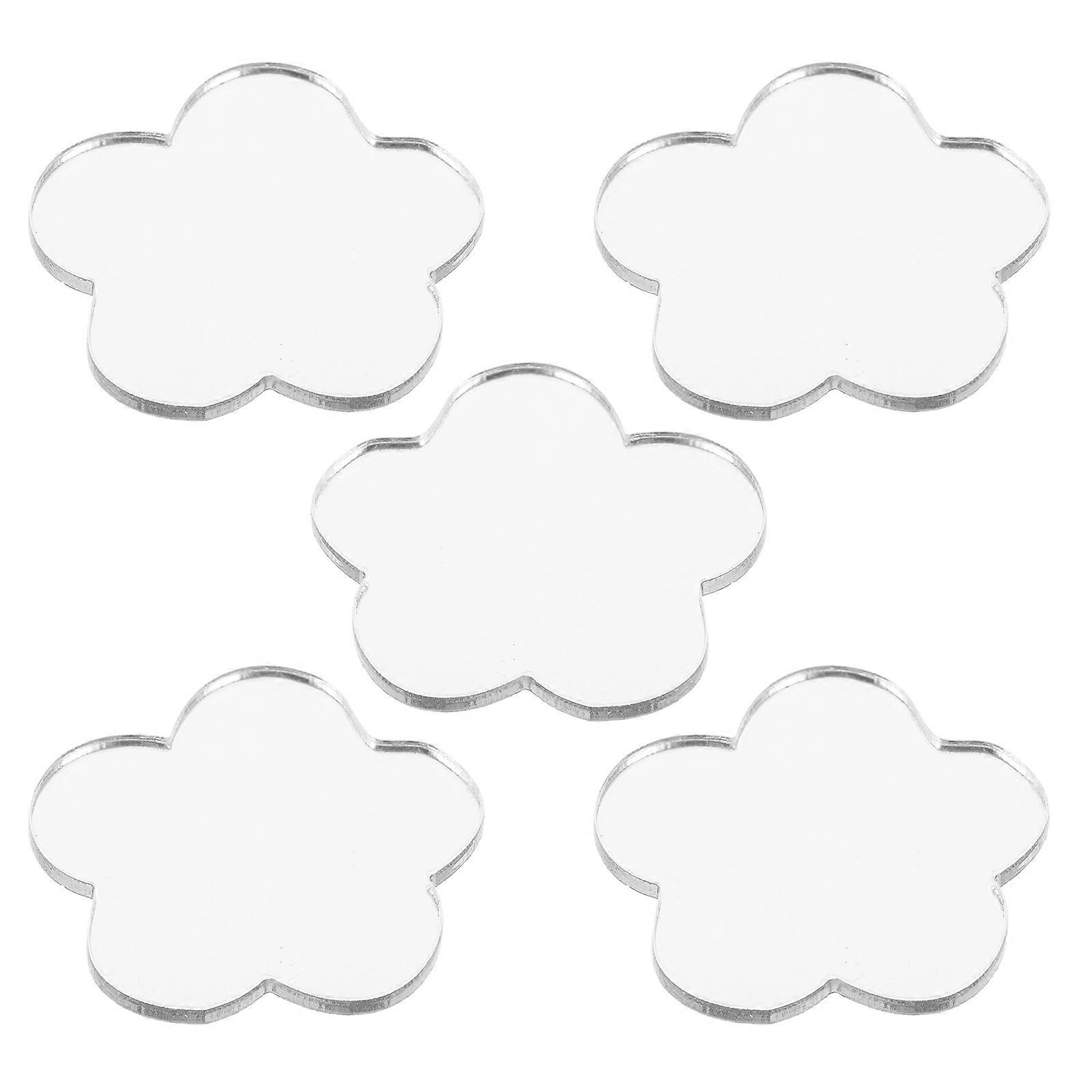 Acrylic Mirror Sticker 5Pcs Compact Mirror Flower Shape for Travel and Daily Use Silver Portable