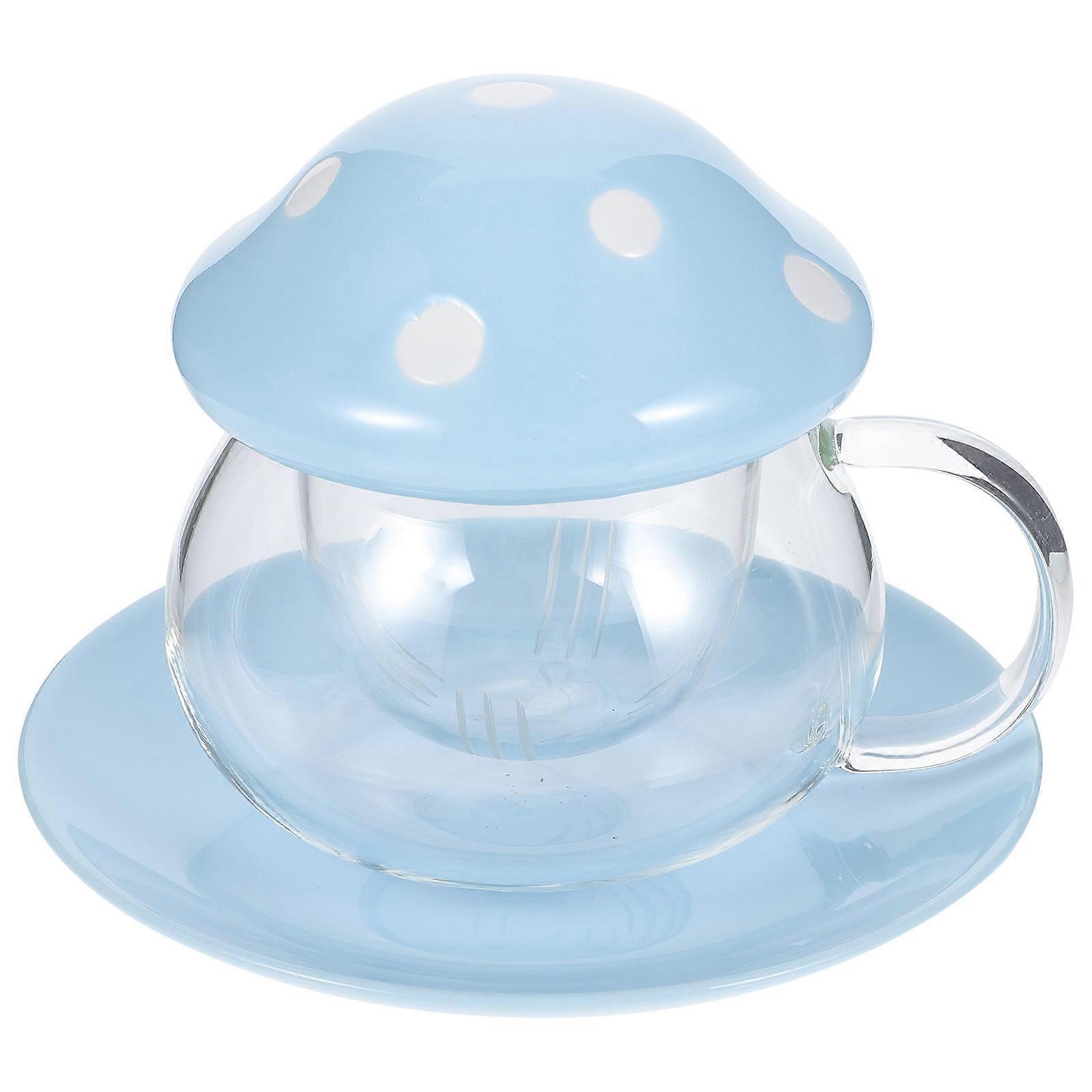 Lot de 2 tasses isothermes en verre motif champignon, design élégant, 11 x 11 cm