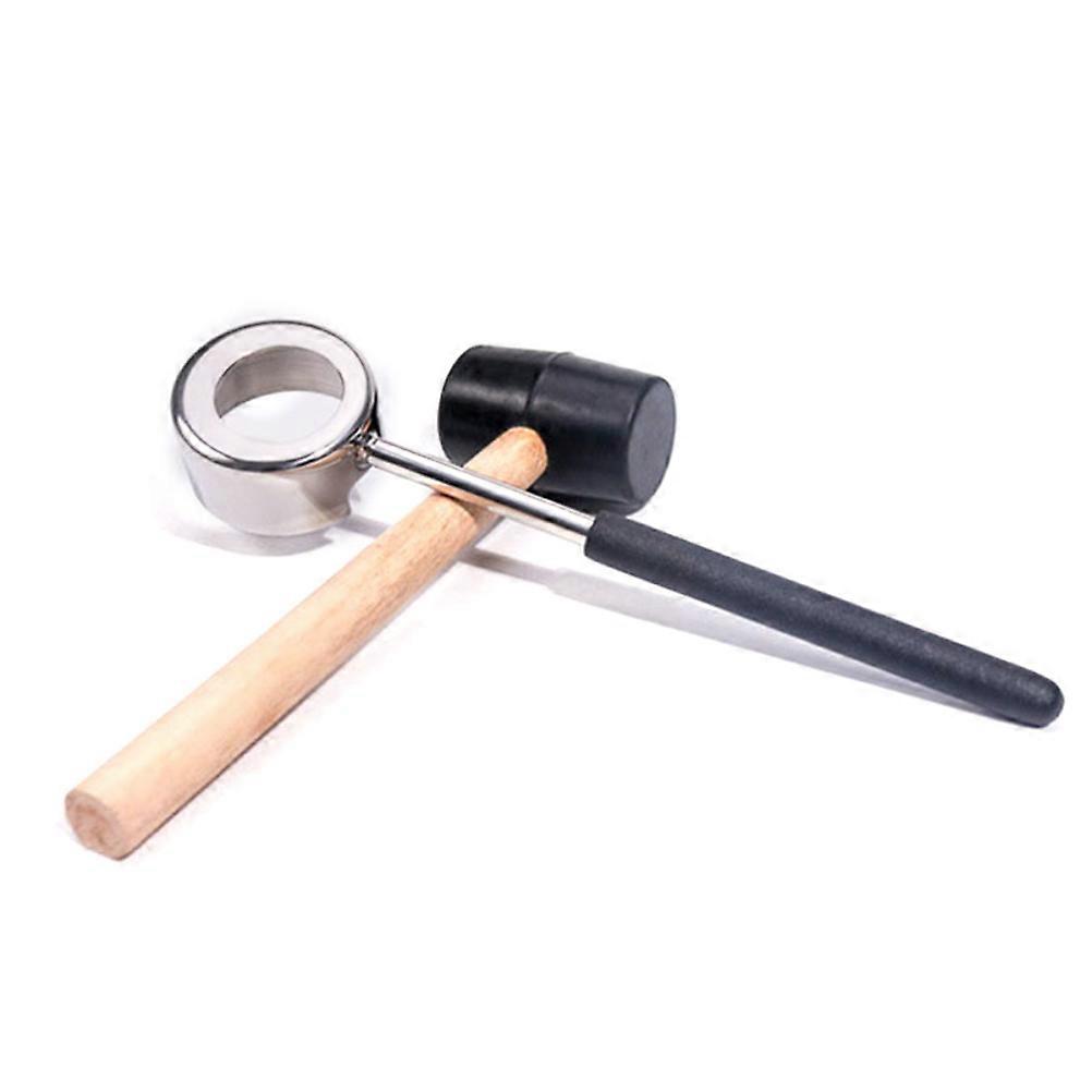 Coconut Opening Tool Set for Coconut Includes 2Pcs Stainless Steel Opener with Wooden Mallet