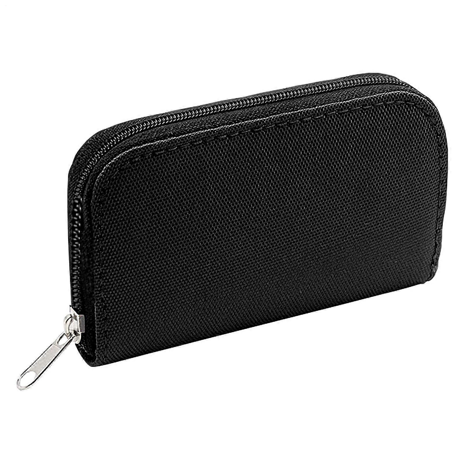 Portable Zippered Memory Card Storage Bag, Durable SD Card Organizer Pouch, Lightweight Protective Case, Black