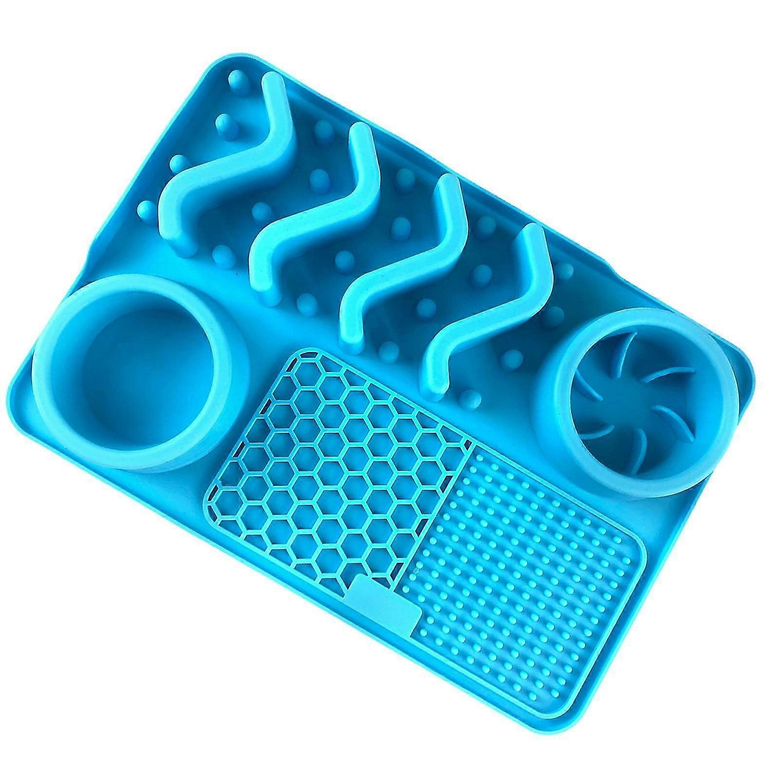 Dog Slow Feeder Feeding Anti Choking Bloat dog Lick Pad Cats Puzzle Toy blue