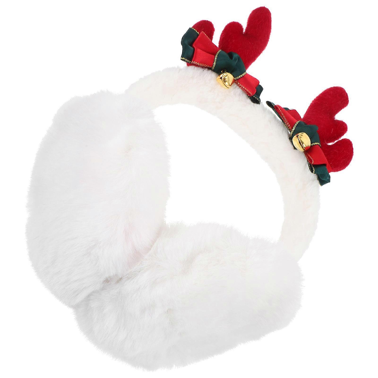 2Pcs Kids Christmas Earmuff Plush Warm Antler Design Ear Protector