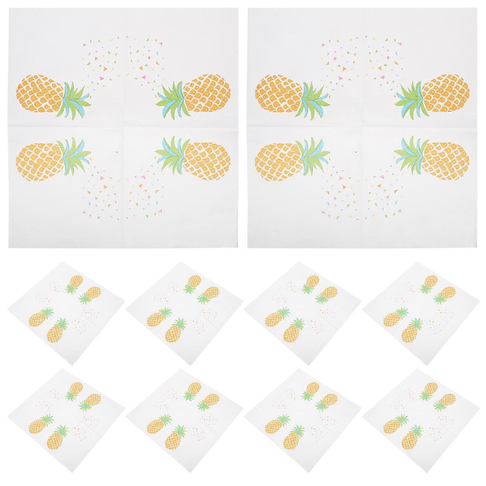 Disposable Pineapple Printed Napkins 60 Sheets for Daily Use Party and Banquet 33x33cm Size Square Shape