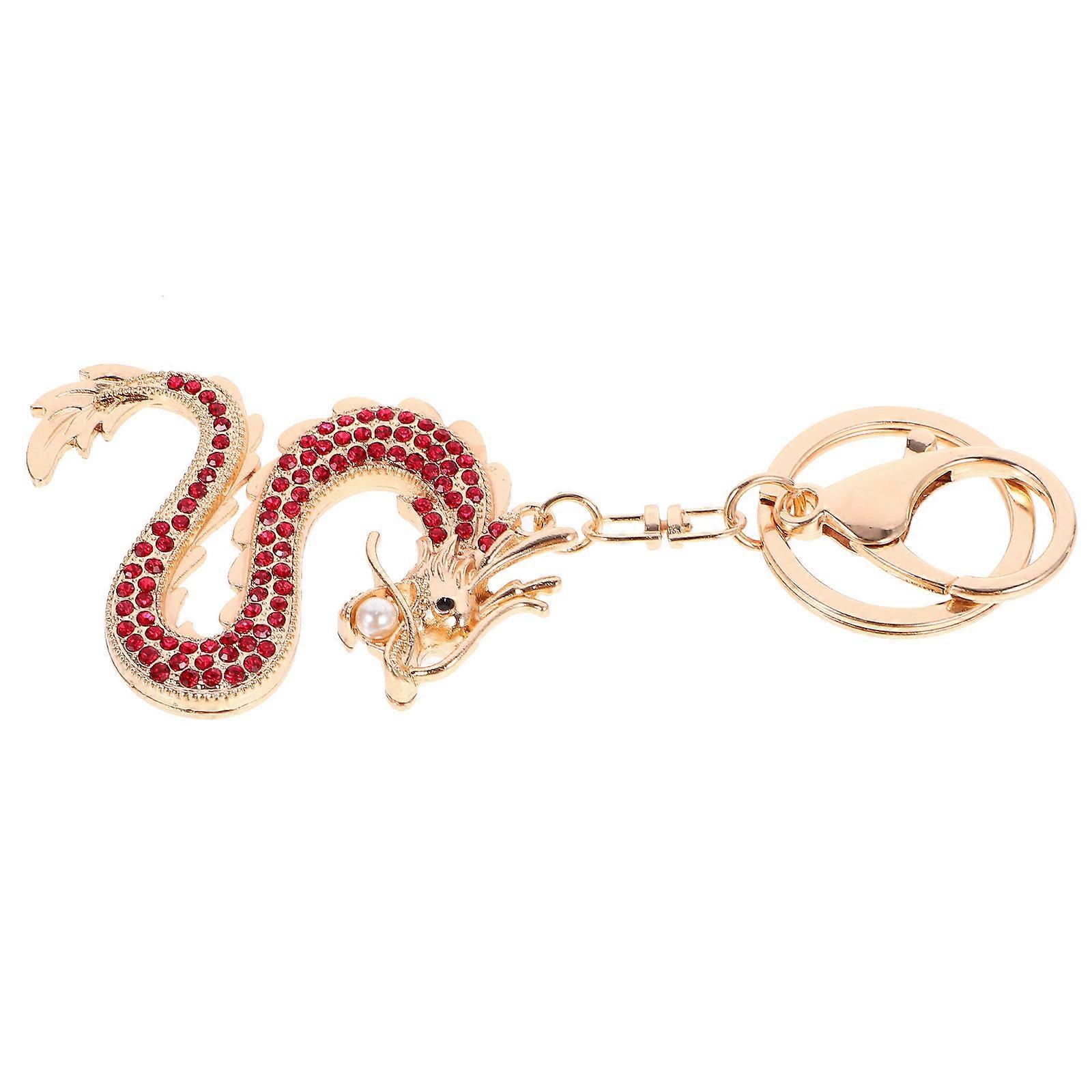 Dragon Keychain for Holding Use Featuring Rhinestone Inlay and Metal Build