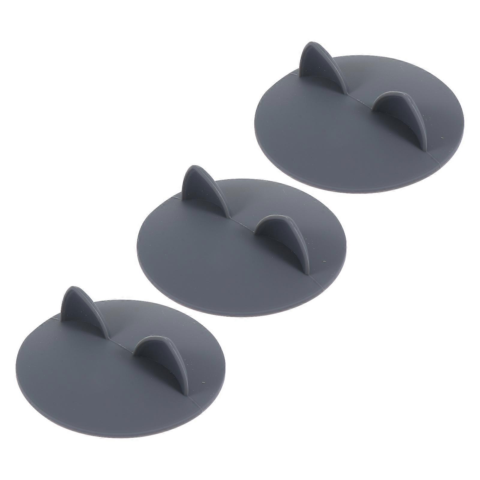 Reusable Airtight Mug Cover Leakproof Cup Lids Grey 10.10X10.10X2.80CM Sealing Performance 3Pcs